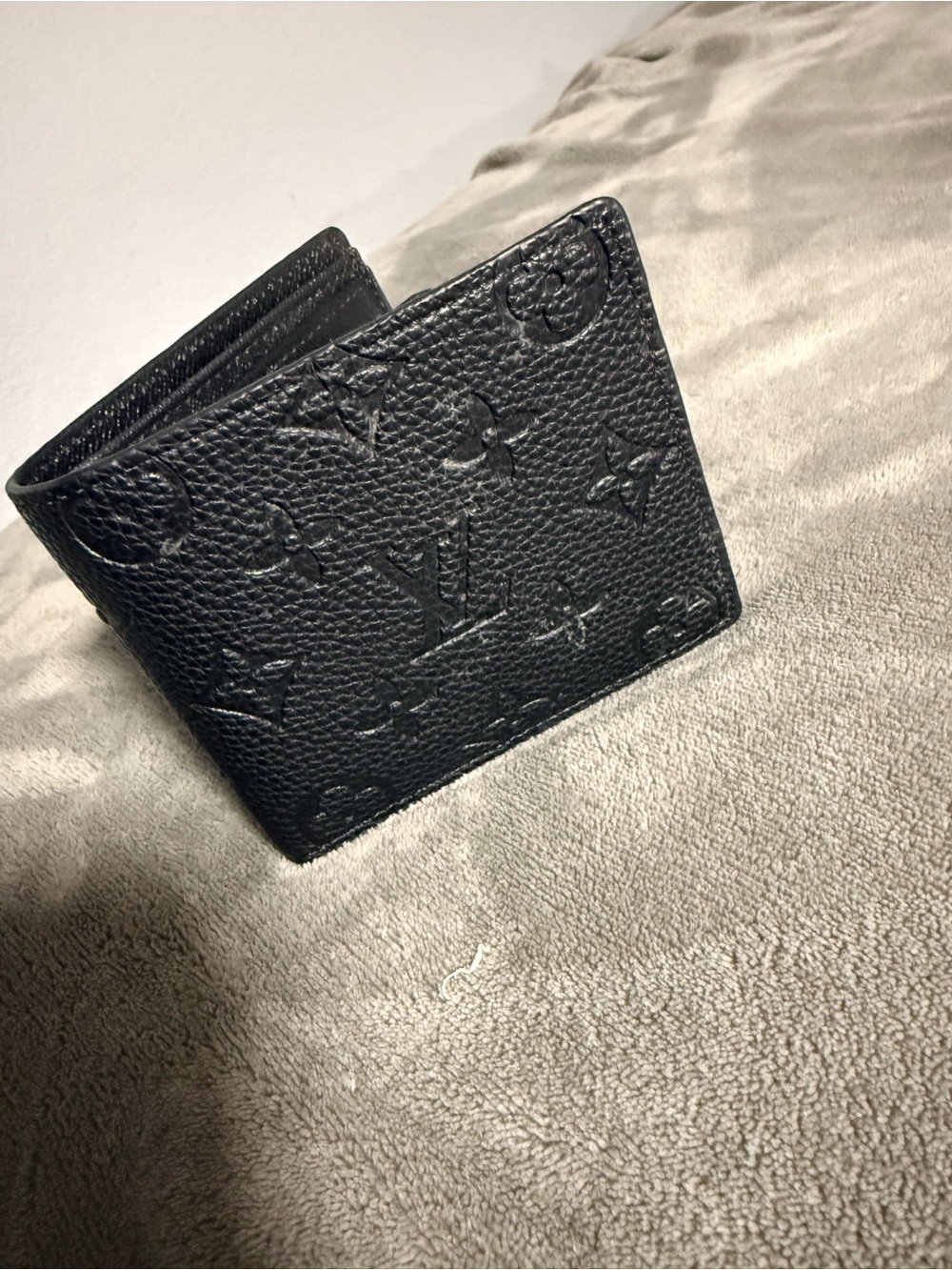 Louis Vuitton Black Embossed Monogram Bi-Fold Wallet